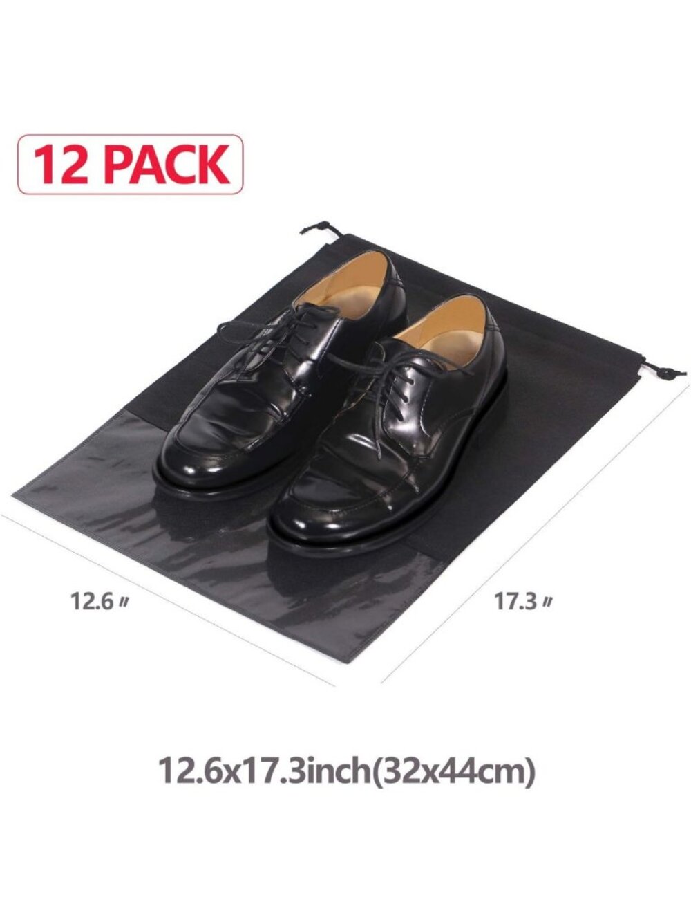12PCS Travel Shoe Bags with Rope - Large Storage Pouches for Men & Women, Black - Picture 2 of 7